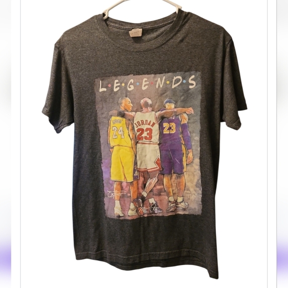 Kobe Bryant Michael Jordan Lebron James Legends Friends Gray T-shirt Small - Picture 1 of 4